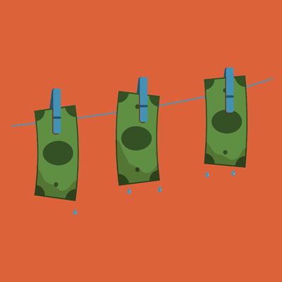 Illustration: banknotes on a clothesline