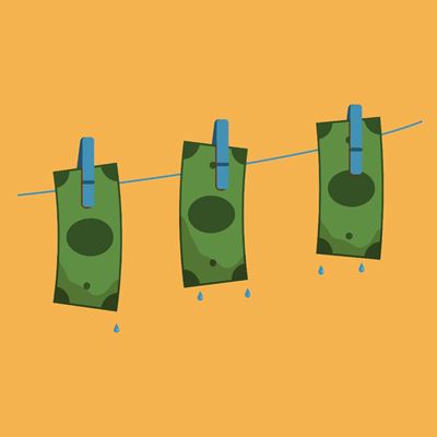 Illustration: banknotes on a clothesline