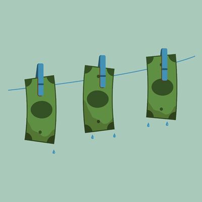 Illustration: banknotes on a clothesline